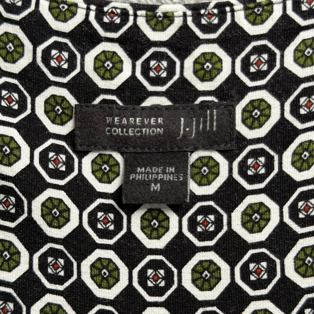 J Jill Wearever Geometric Shift Dress M Art Teacher Quiet Luxury Travel Knit